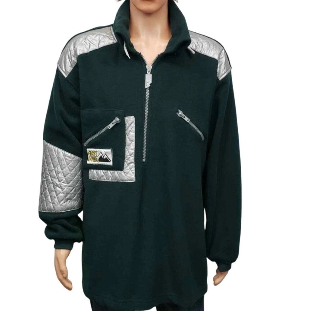 First Down Half Zip Packable Hood Pullover Fleece… - image 3